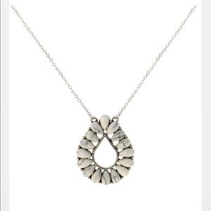 White Stone Beaded Ottawa Teardrop Necklace